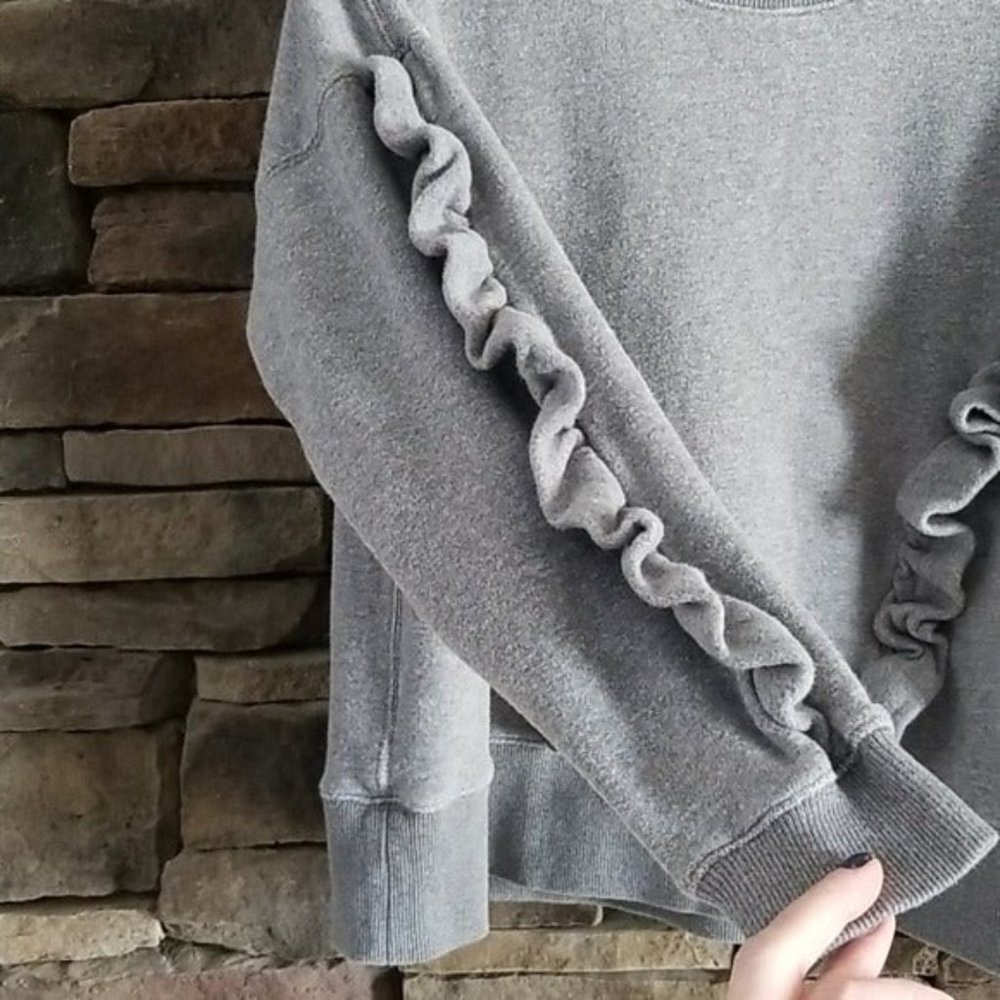 Madewell Gray Ruffle Sweatshirt - Picture 6 of 8